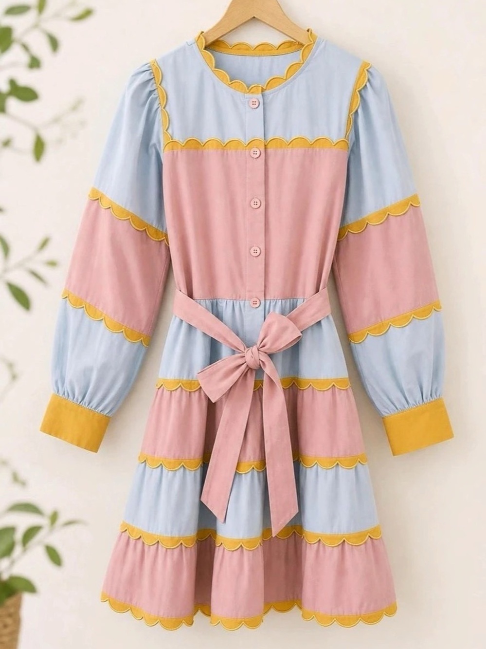 Color Block Mini Dress in Pink & Blue Size Large Like New
